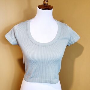 Arizona Jean Company Sage Green Ribbed Crop Top